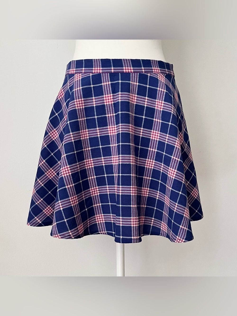 Urban Outfitters Plaid Skater Miniskirt Size M Blue Pink Schoolgirl Preppy Retro